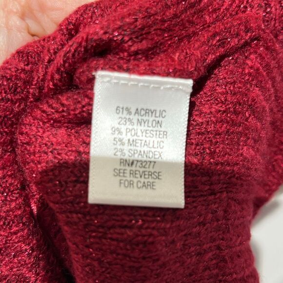 Croft & Barrow Women's Red Metallic Crew Neck Pullover Sweater Size PS NWT - Picture 6 of 8
